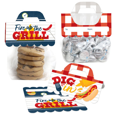 Fire Up the Grill - DIY Summer BBQ Picnic Party Clear Goodie Favor Bag Labels - Candy Bags with Toppers - Set of 24