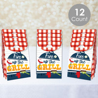 Fire Up the Grill - Summer BBQ Picnic Gift Favor Bags - Party Goodie Boxes - Set of 12