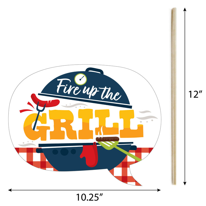 Fire Up the Grill - Summer BBQ Picnic Party Photo Booth Props Kit - 20 Count