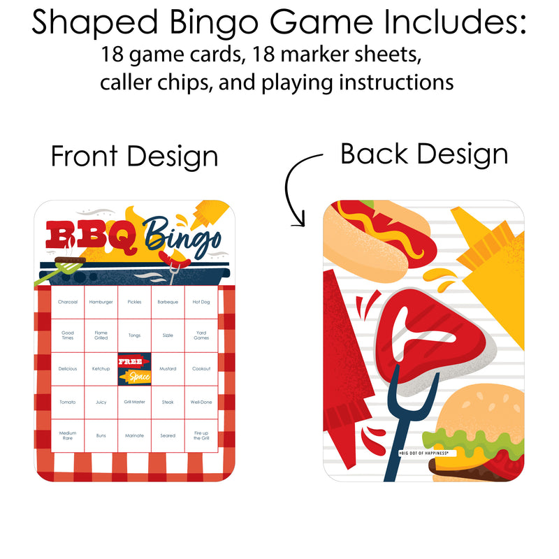 Fire Up the Grill - Bingo Cards and Markers - Summer BBQ Picnic Party Bingo Game - Set of 18
