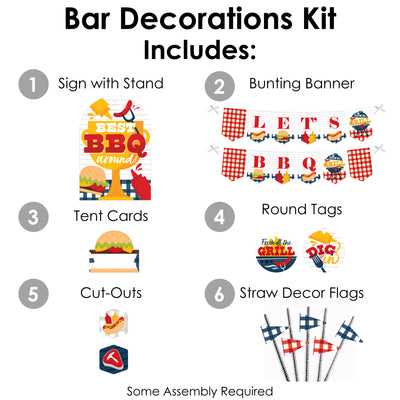 Fire Up the Grill - DIY Summer BBQ Picnic Party Cookout Signs - Snack Bar Decorations Kit - 50 Pieces