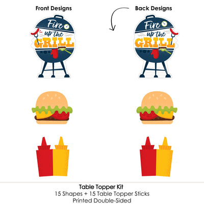 Fire Up the Grill - Summer BBQ Picnic Party Centerpiece Sticks - Table Toppers - Set of 15