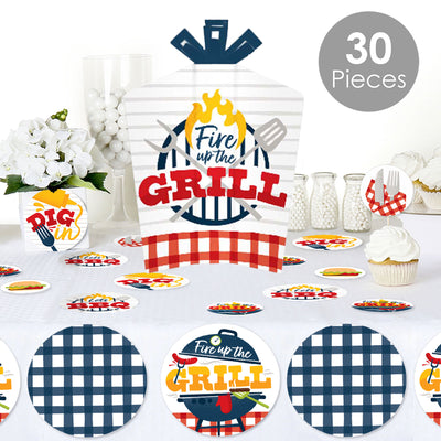 Fire Up the Grill - Summer BBQ Picnic Party Decor and Confetti - Terrific Table Centerpiece Kit - Set of 30