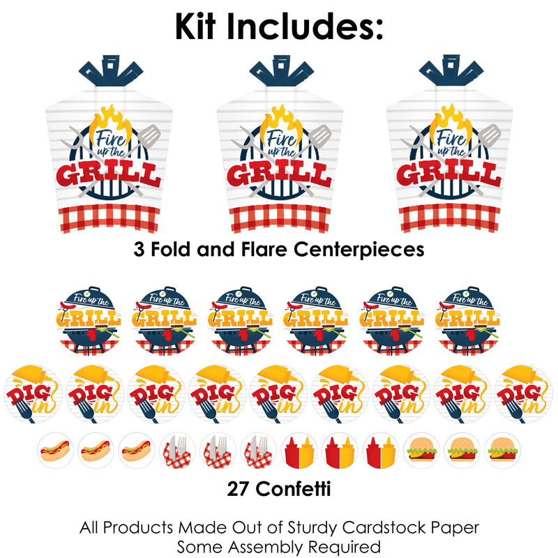 Fire Up the Grill - Summer BBQ Picnic Party Decor and Confetti - Terrific Table Centerpiece Kit - Set of 30