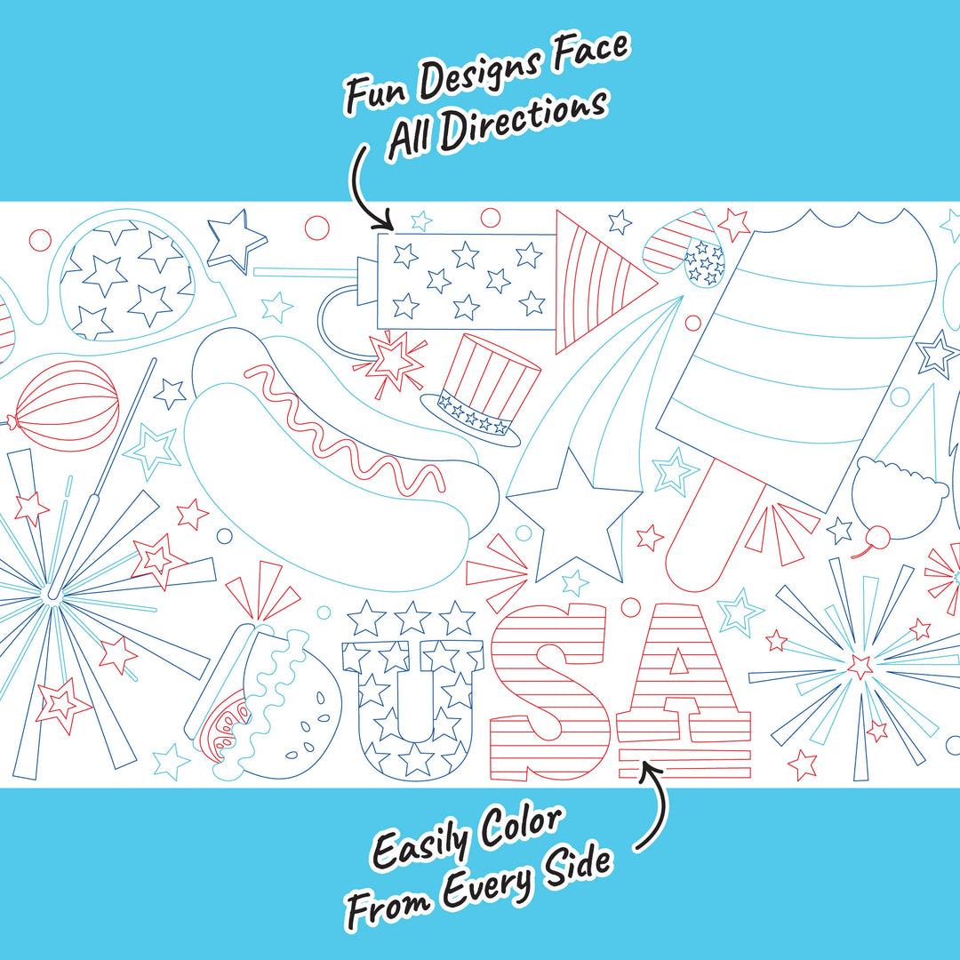 Firecracker themed table runner design close up coloring details