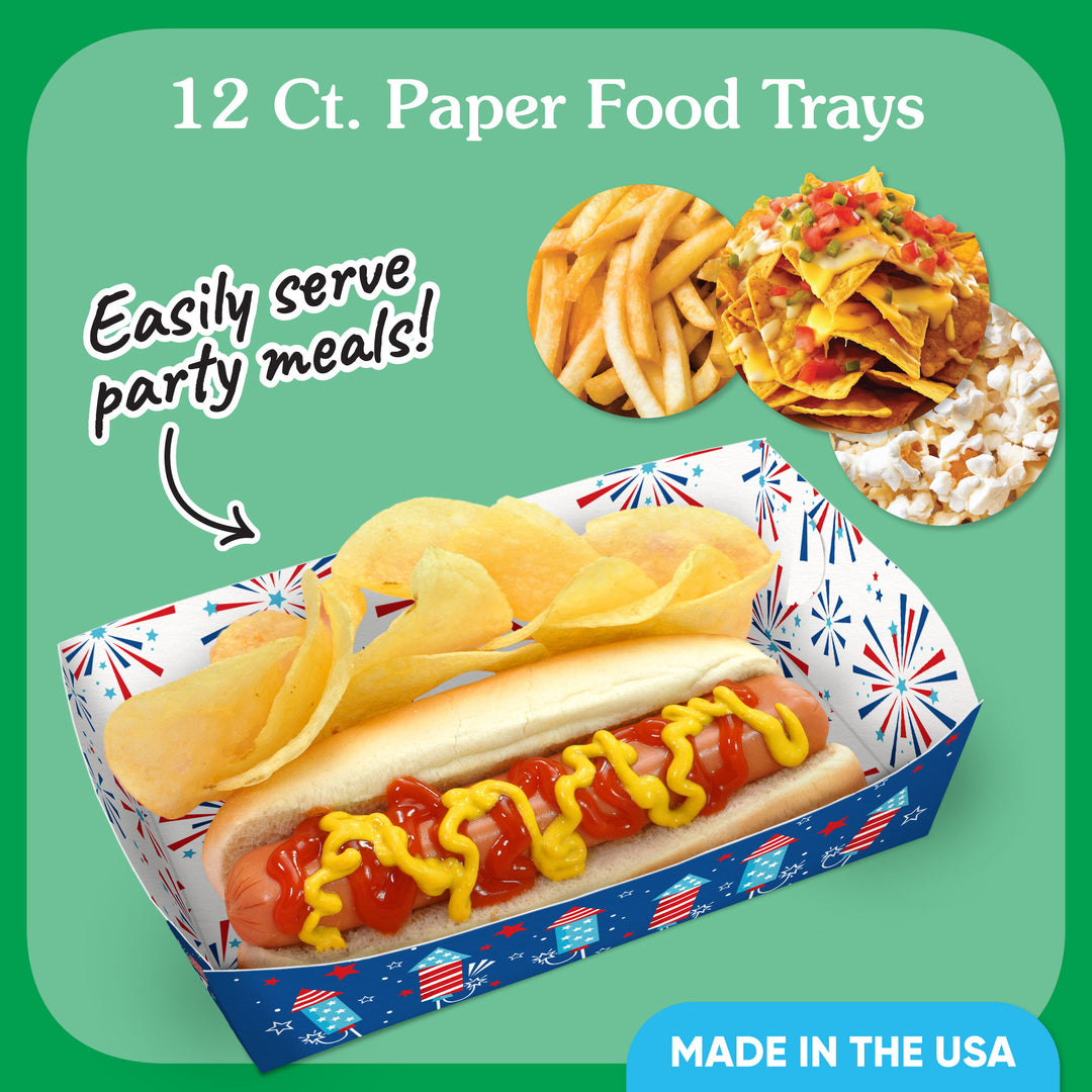 12 count firecracker food trays stacked display