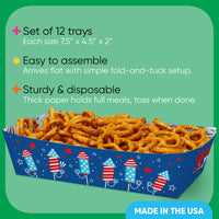 Fireworks and rocket design food tray close up detail