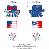 Firecracker 4th of July - Red, White and Royal Blue Party Centerpiece Sticks - Table Toppers - Set of 15