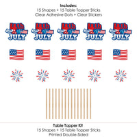Firecracker 4th of July - Red, White and Royal Blue Party Centerpiece Sticks - Table Toppers - Set of 15