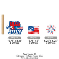 Firecracker 4th of July - Red, White and Royal Blue Party Centerpiece Sticks - Table Toppers - Set of 15