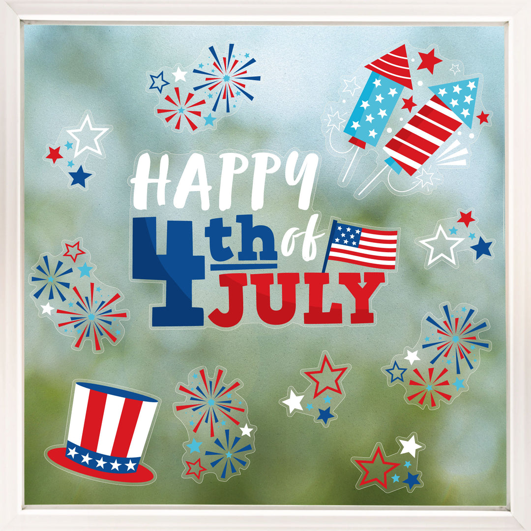 Fireworks and Happy 4th of July cling design close up