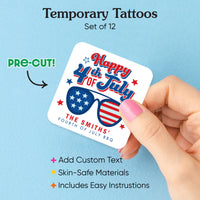 Custom Text 4th of July Tattoos - 12 Ct