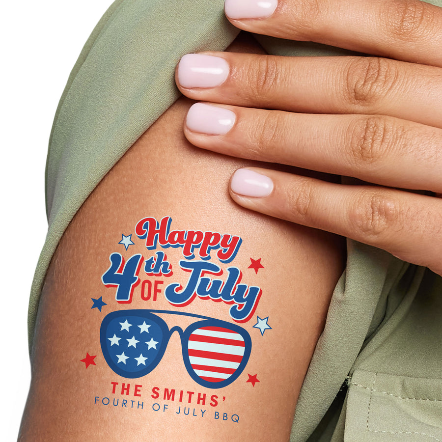 Custom Text 4th of July Tattoos - 12 Ct