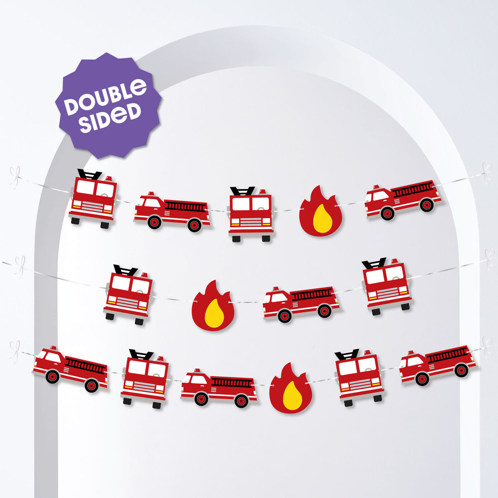 Fired Up Fire Truck Garland Banner - 15 Pc