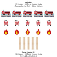 Fired Up Fire Truck - Firefighter Firetruck Baby Shower or Birthday Party Centerpiece Sticks - Table Toppers - Set of 15