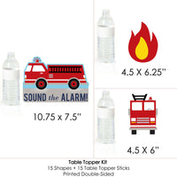 Fired Up Fire Truck - Firefighter Firetruck Baby Shower or Birthday Party Centerpiece Sticks - Table Toppers - Set of 15