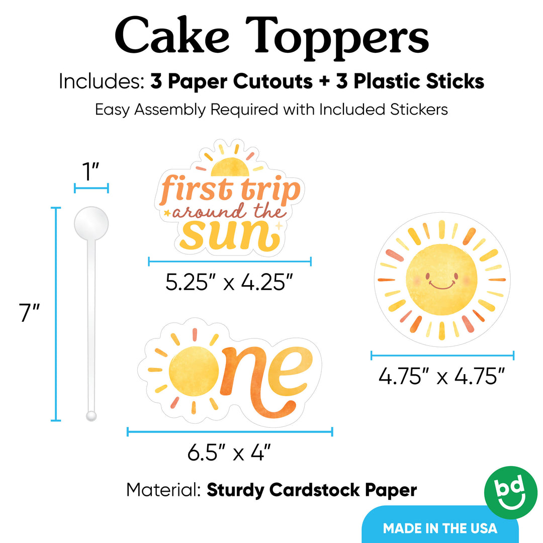 First Trip Around the Sun Cake Topper - 3 Pc
