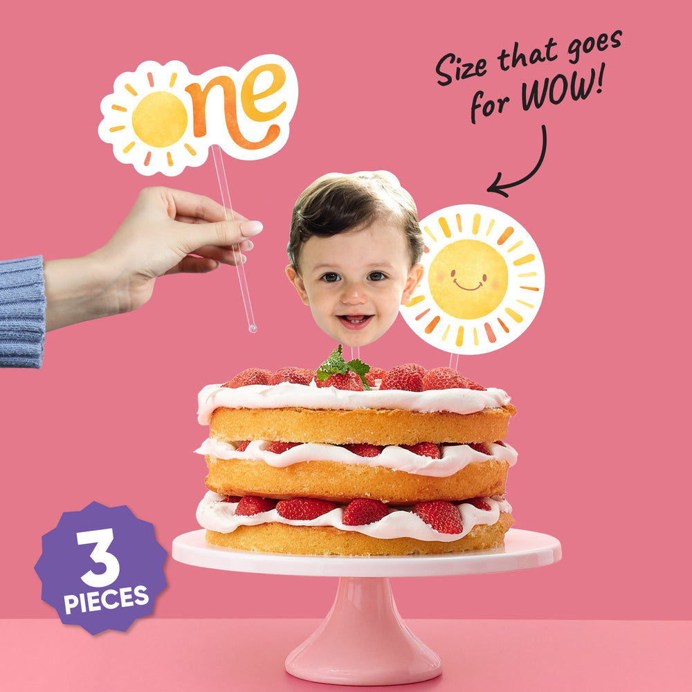 Custom Face First Trip Around the Sun Cake Topper - 3 Pc