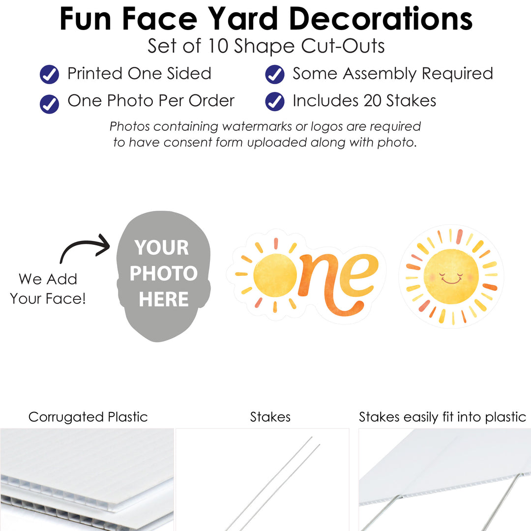 Custom Face Yard Signs - First Trip Around the Sun - 10 Pc