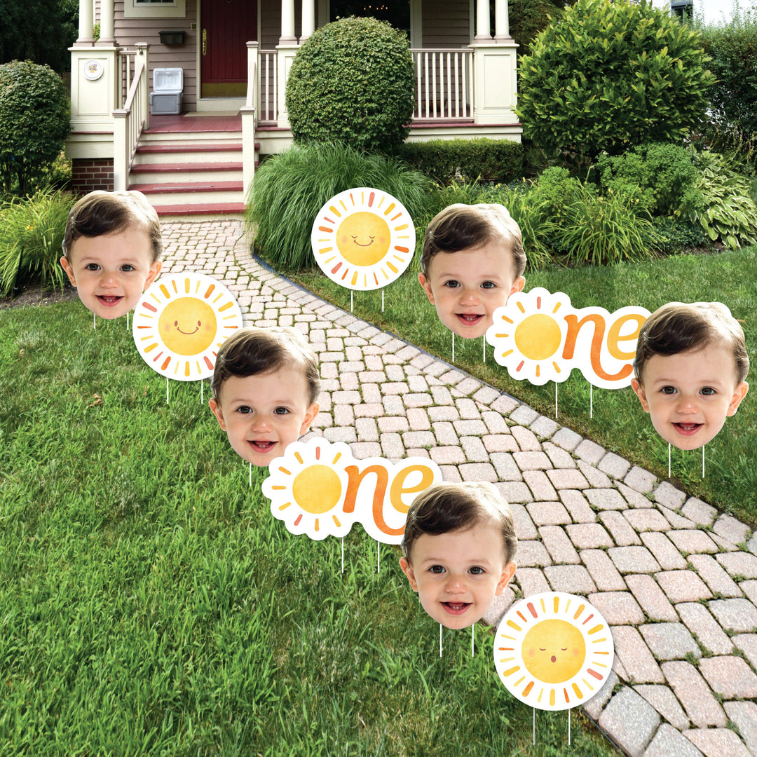 Custom Face Yard Signs - First Trip Around the Sun - 10 Pc