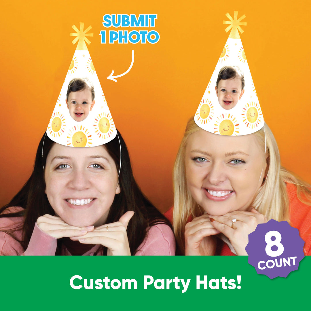 Custom Face First Trip Around the Sun Cone Hats - 8 Ct