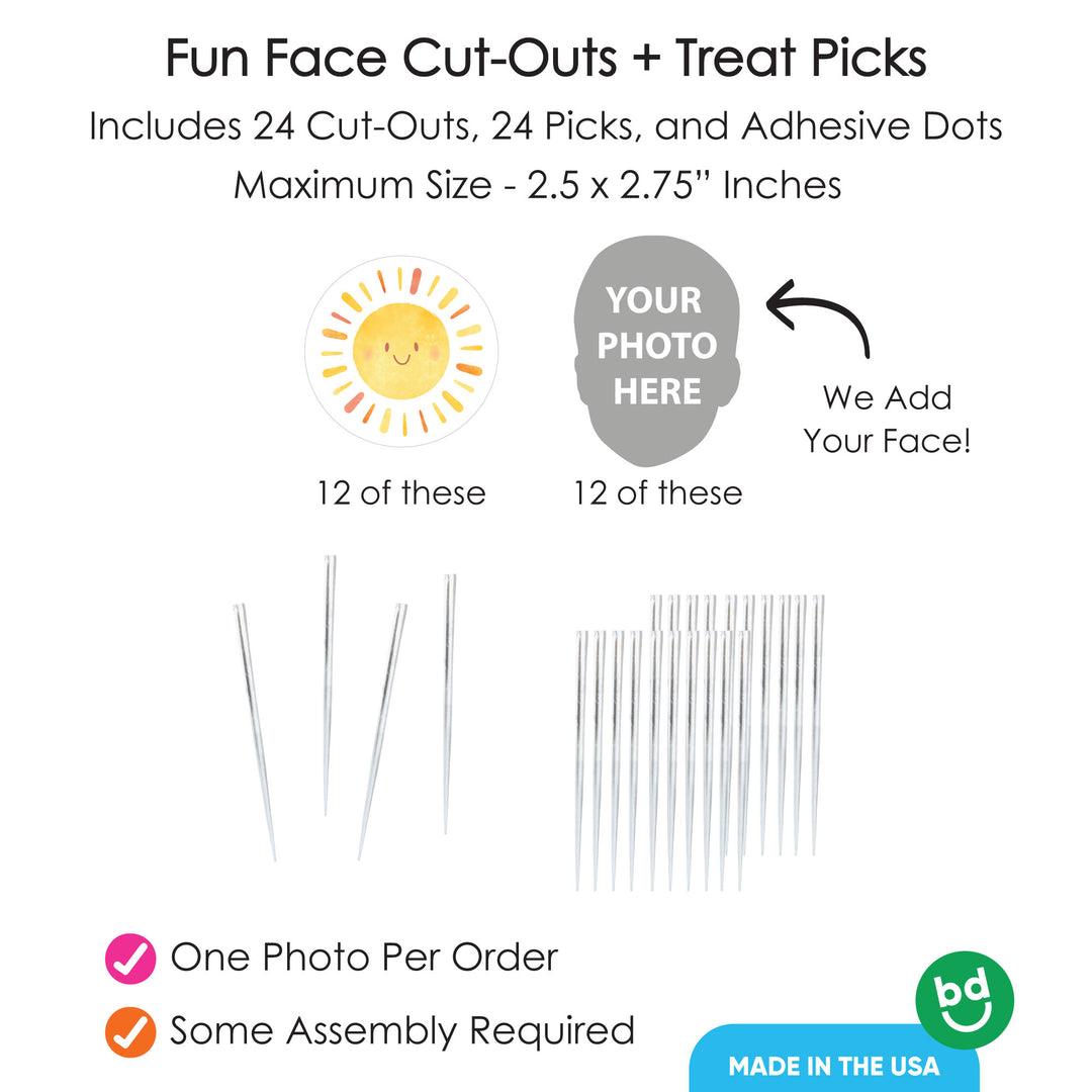 Custom Face Treat Decor - First Trip Around the Sun - 24 Ct