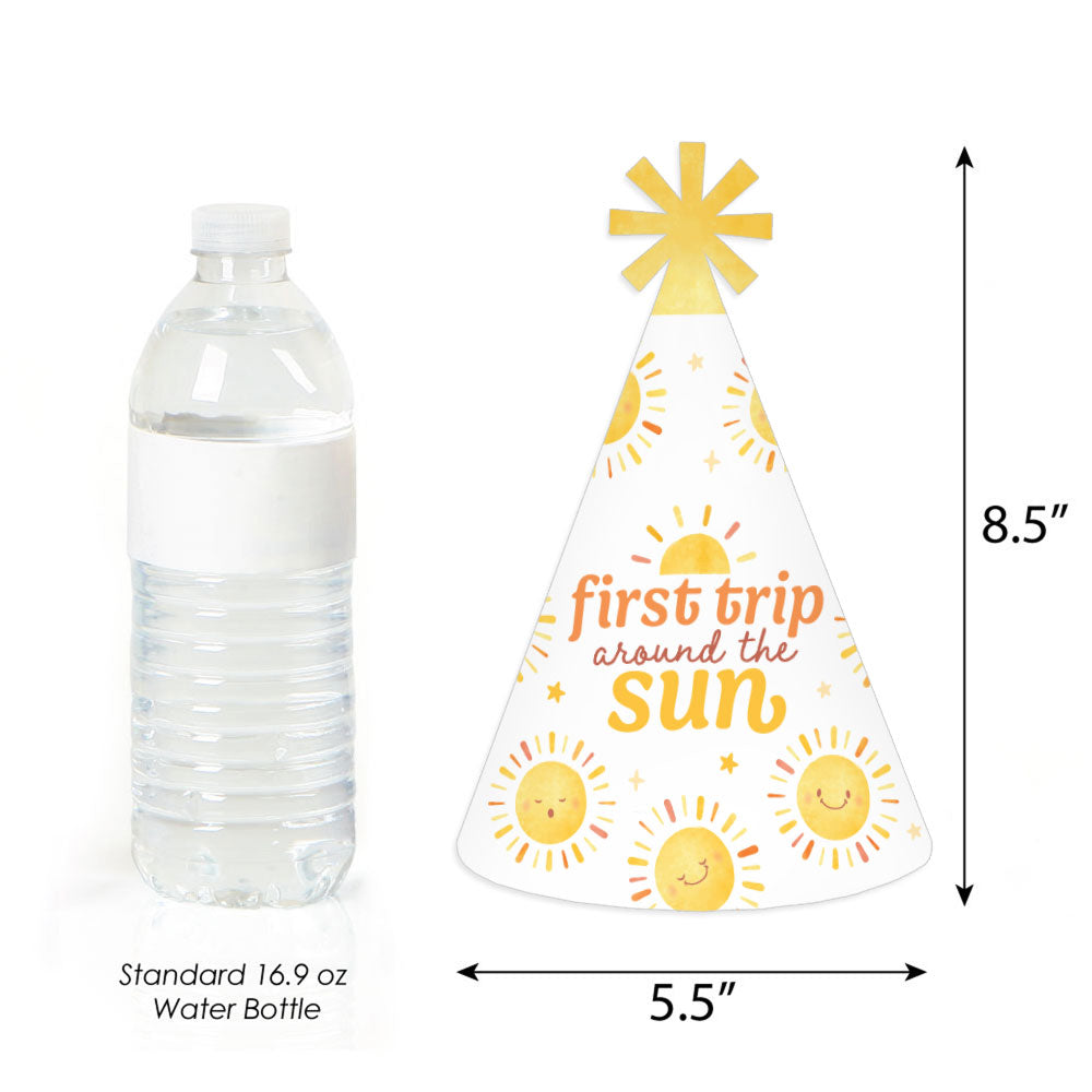First Trip Around the Sun Cone Party Hats - Set of 8 (Standard Size)