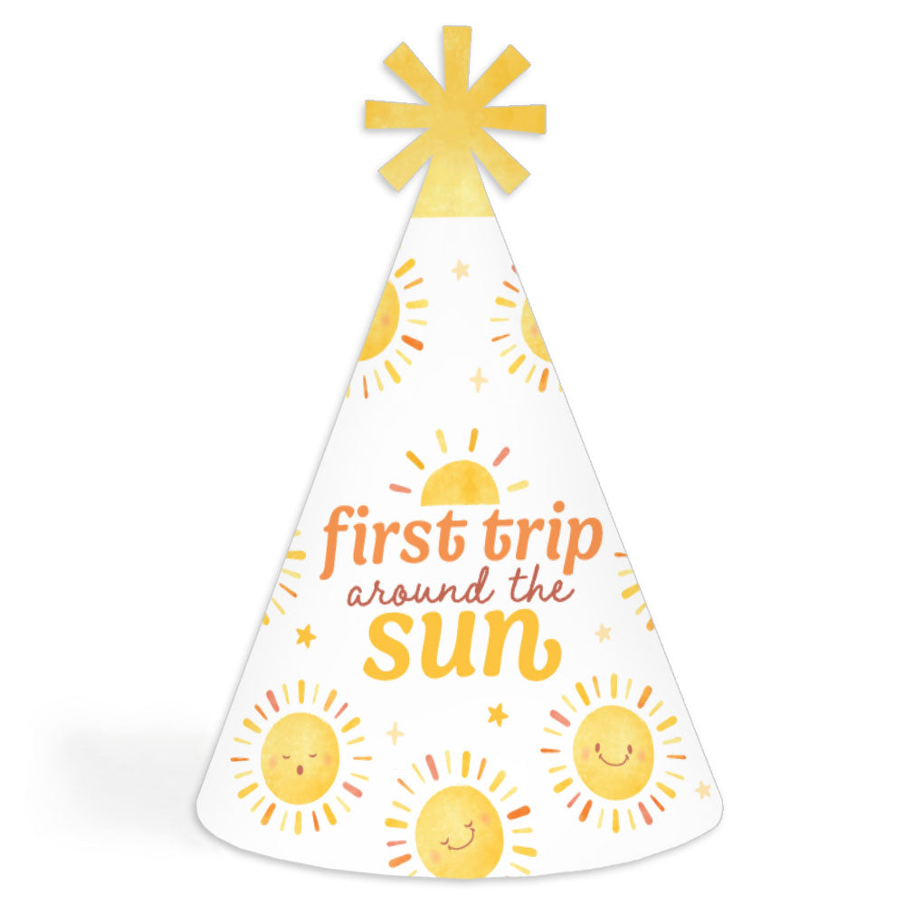 First Trip Around the Sun Cone Party Hats - Set of 8 (Standard Size)