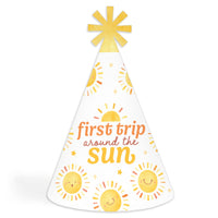 First Trip Around the Sun Cone Party Hats - Set of 8 (Standard Size)