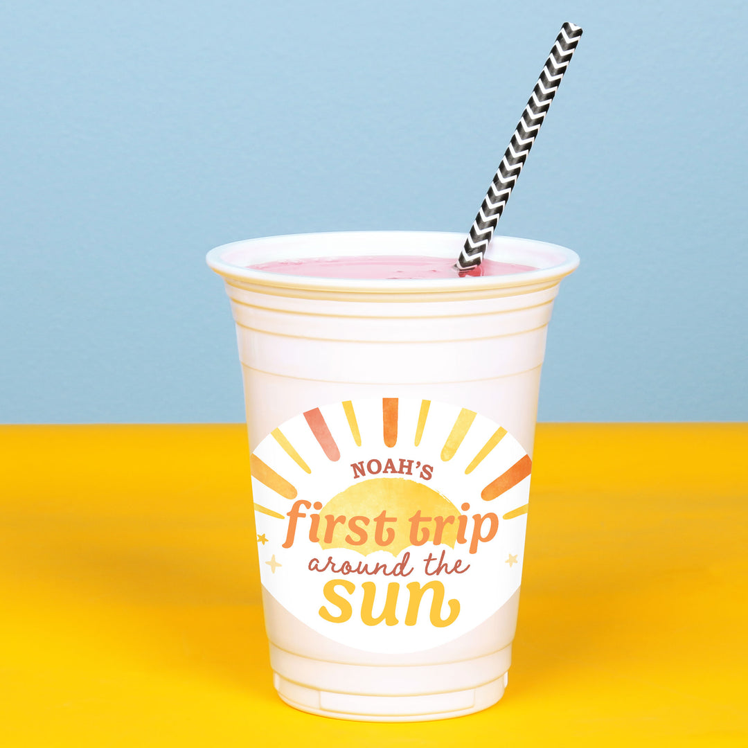 Custom Text Party Cups - First Trip Around the Sun - 16 Ct
