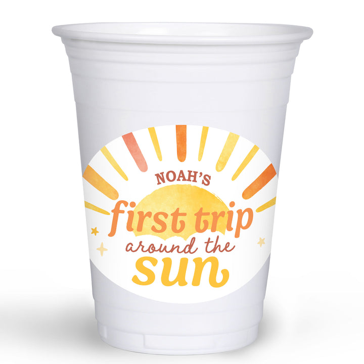 Custom Text Party Cups - First Trip Around the Sun - 16 Ct