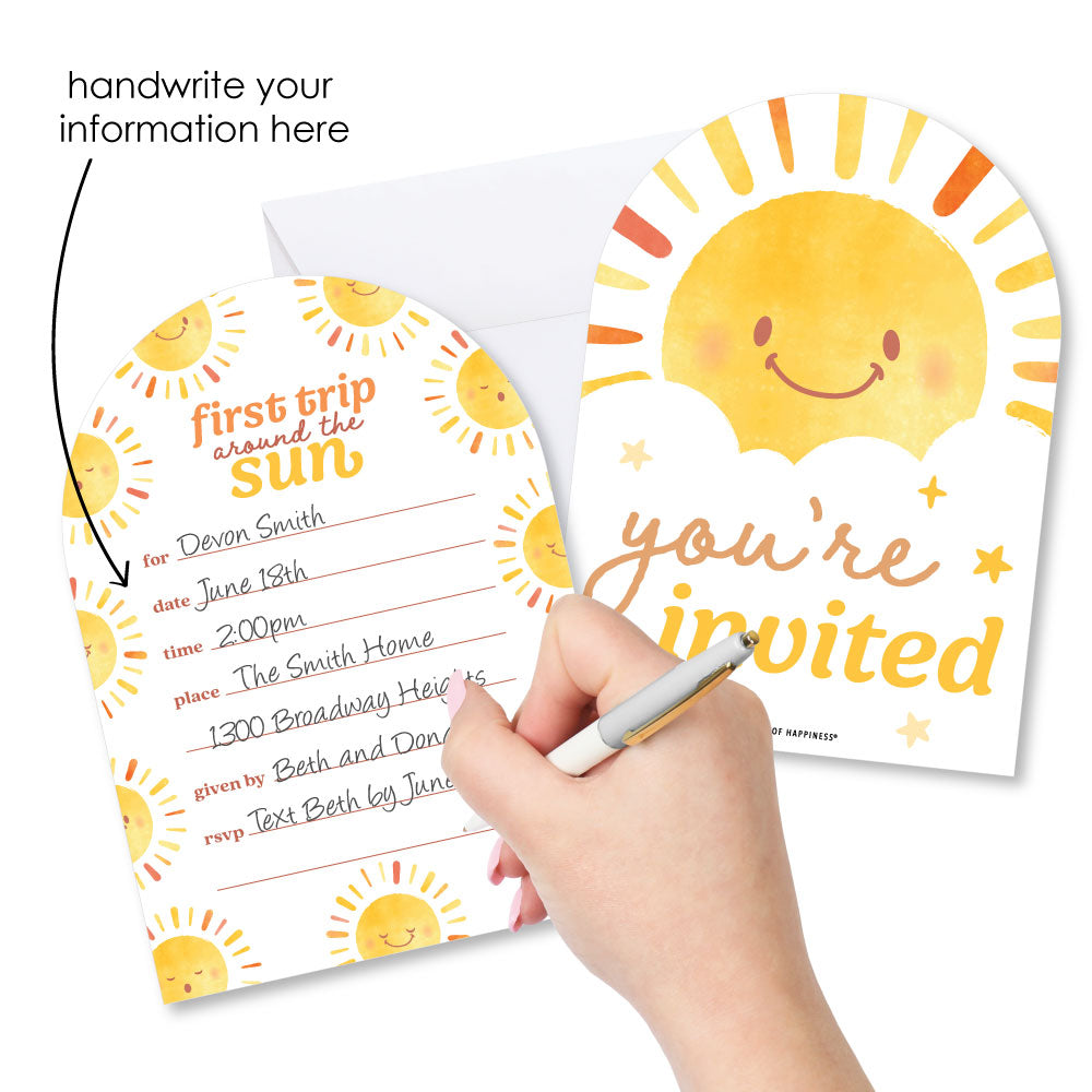 First Trip Around the Sun Shaped Fill-In Invitations - 12 Ct