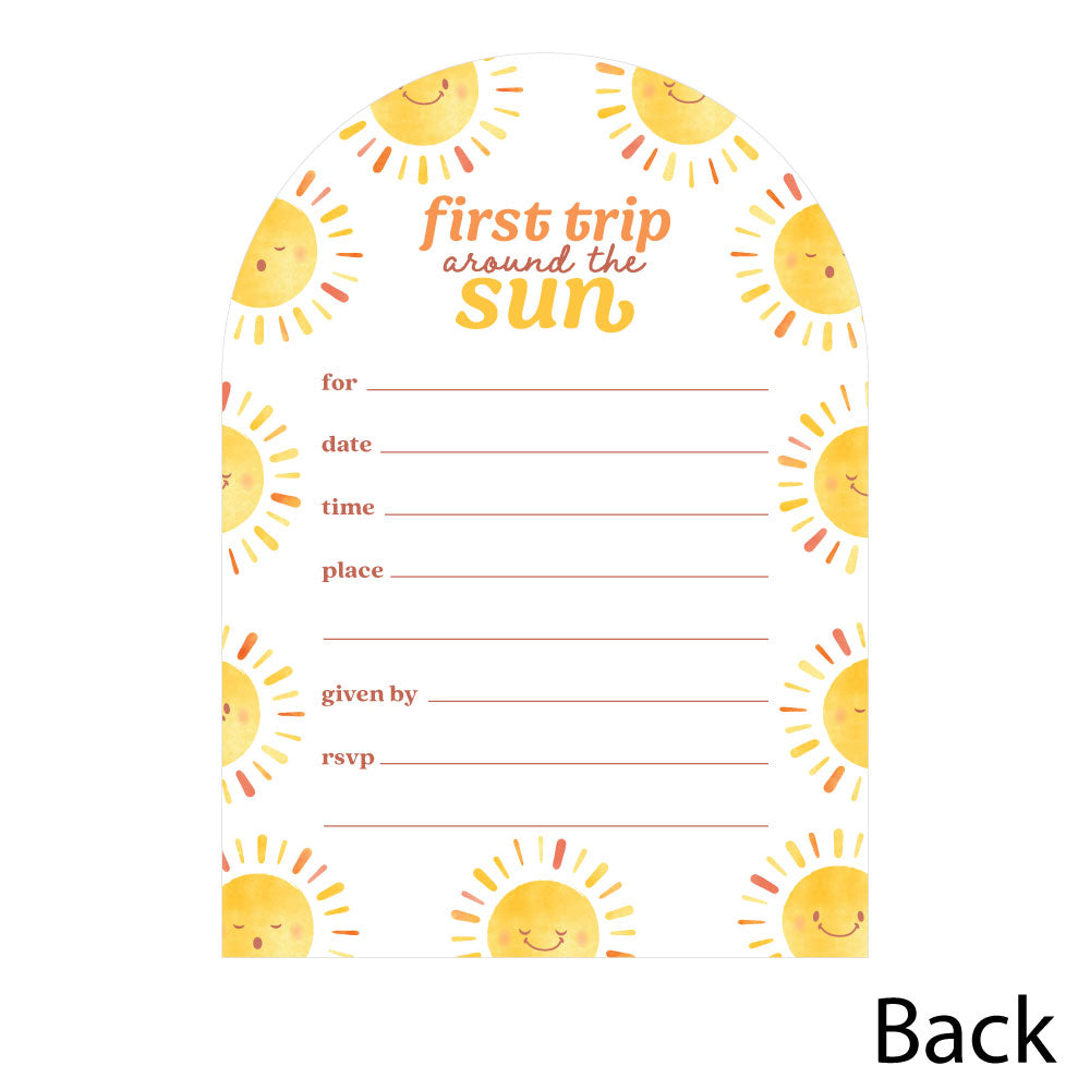 First Trip Around the Sun Shaped Fill-In Invitations - 12 Ct