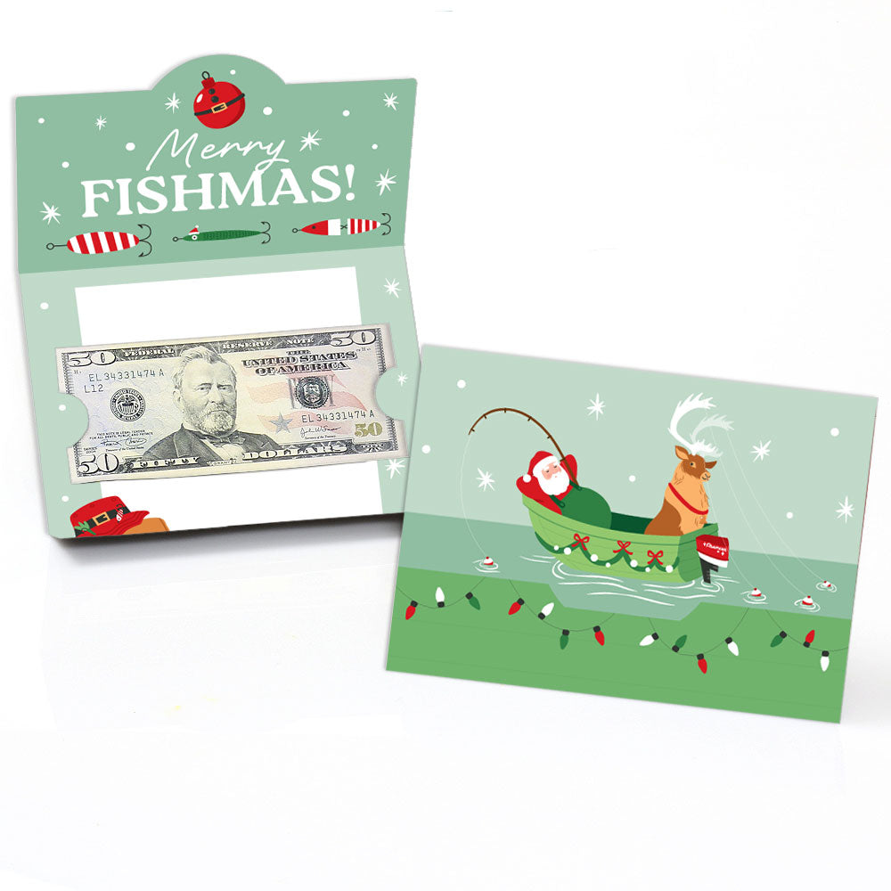 Fishing Santa Money And Gift Card Holders - 8 Ct