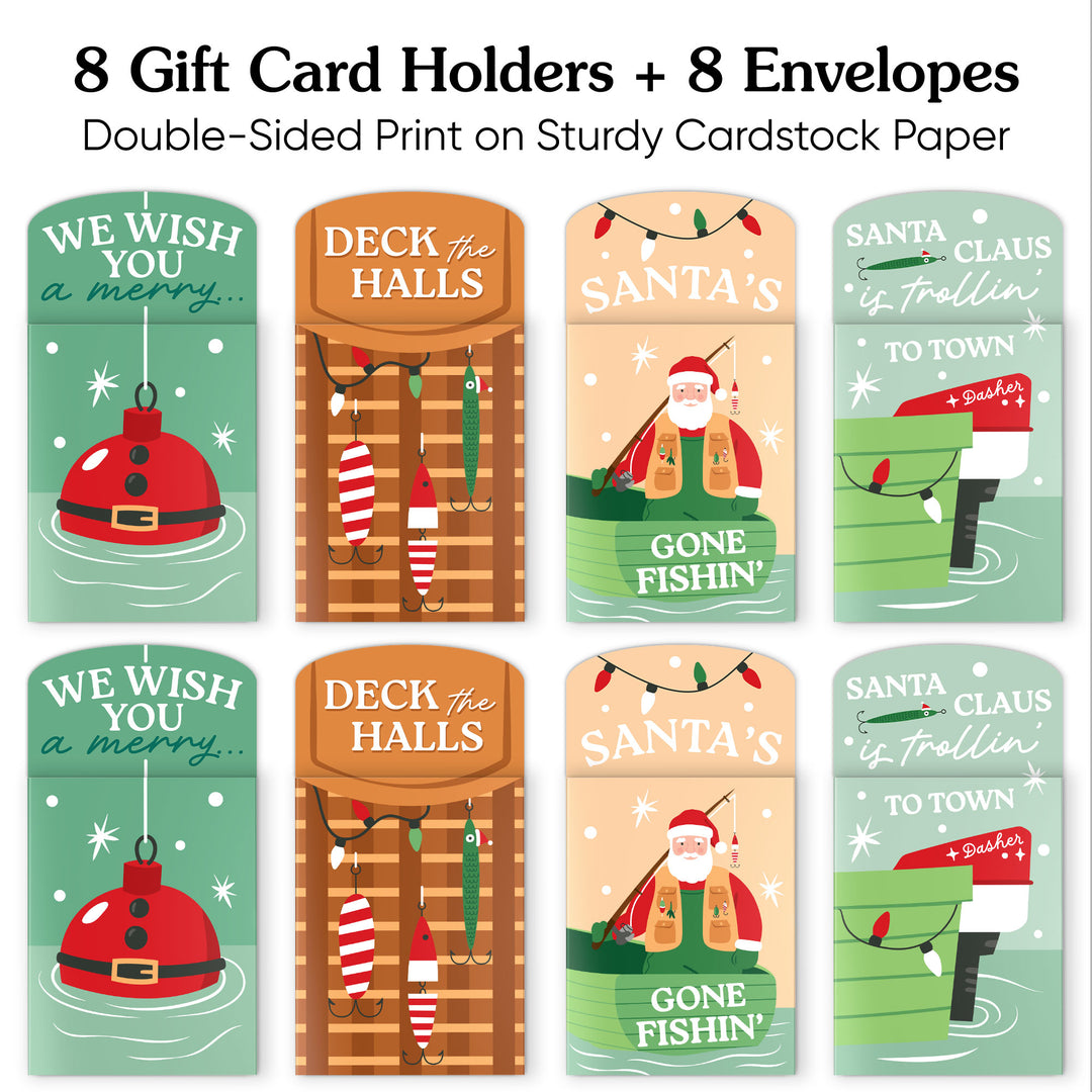 Fishing Santa Nifty Gifty Card Holders - 8 Ct