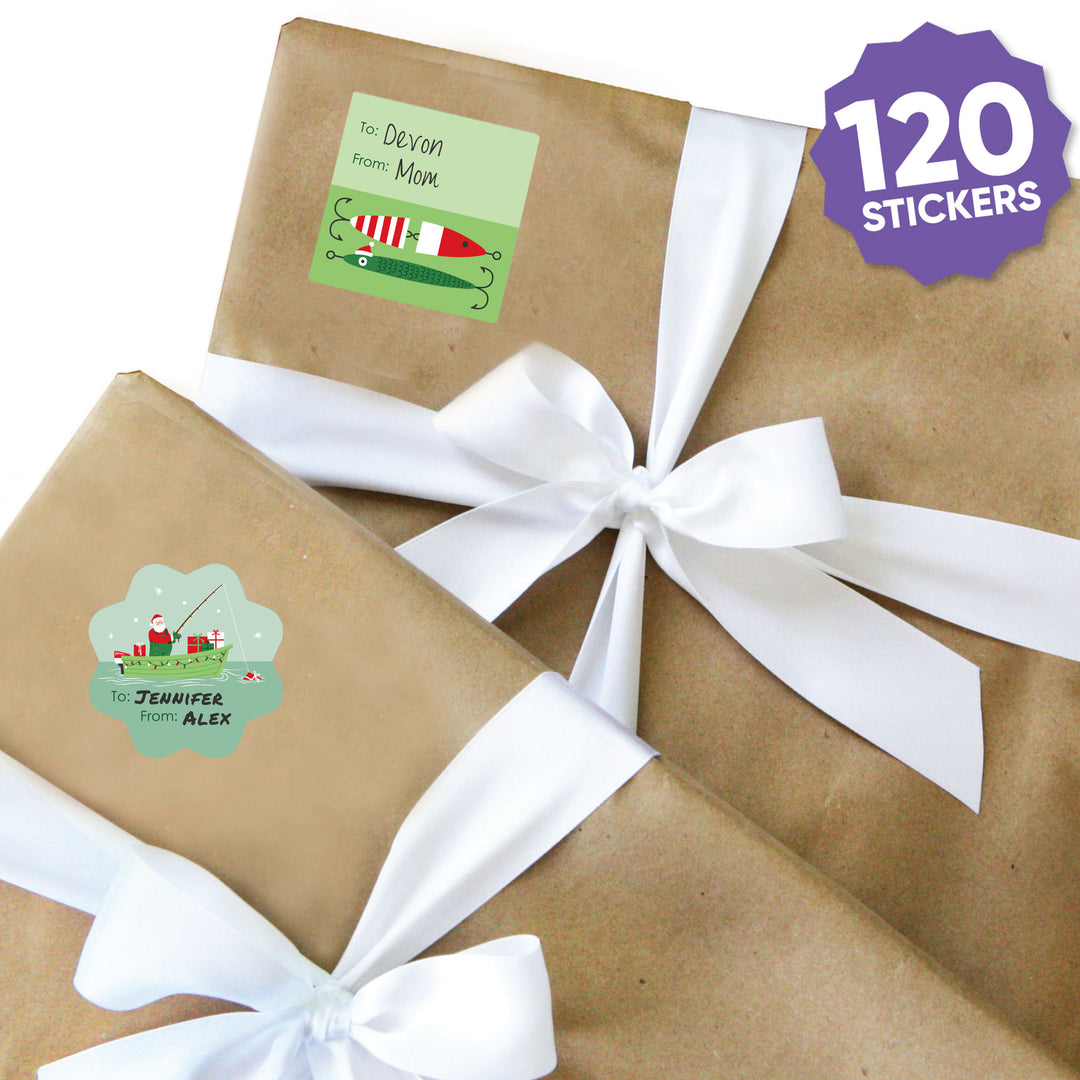 Fishing Santa To and From Stickers - 12 Sheets