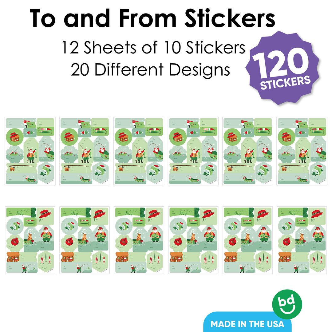 Fishing Santa To and From Stickers - 12 Sheets