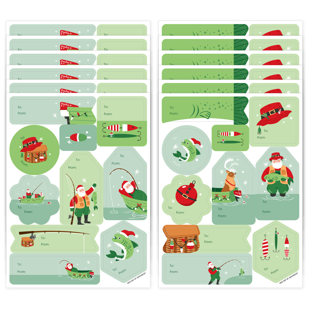 Fishing Santa To and From Stickers - 12 Sheets