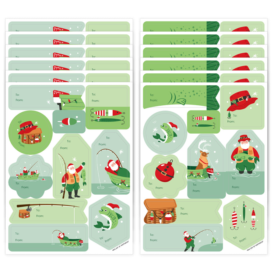 Fishing Santa To and From Stickers - 12 Sheets