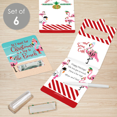Flamingle Bells - DIY Assorted Tropical Christmas Party Cash Holder Gift - Funny Money Cards - Set of 6