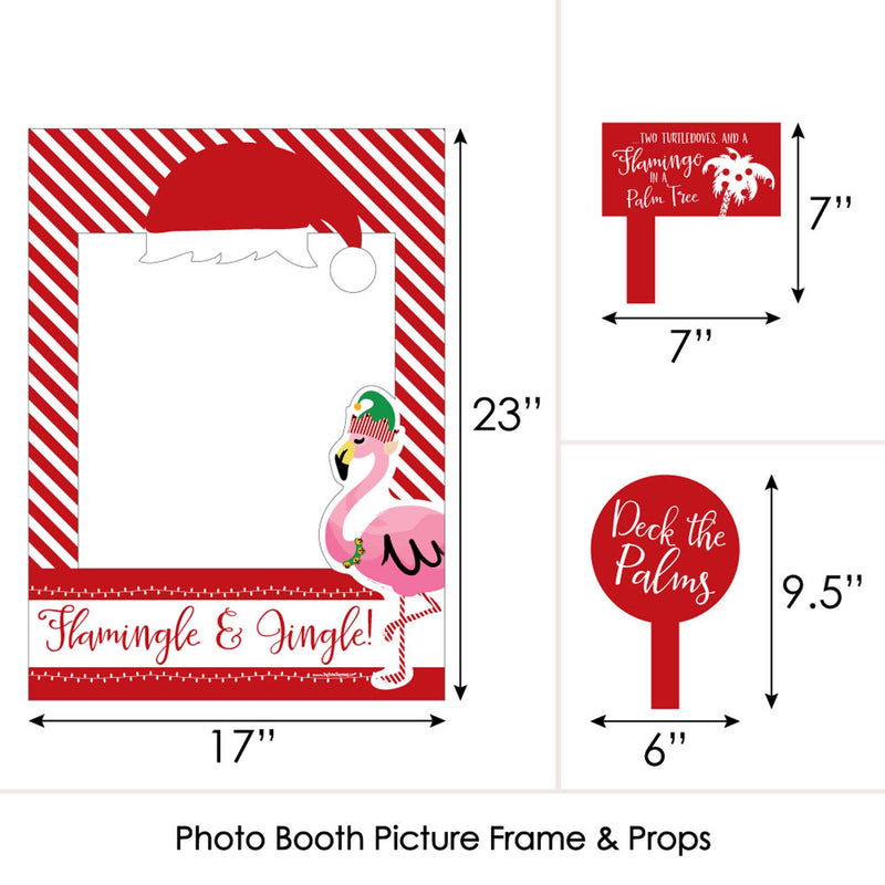 Flamingle Bells - Tropical Flamingo Christmas Party Selfie Photo Booth Picture Frame and Props - Printed on Sturdy Material