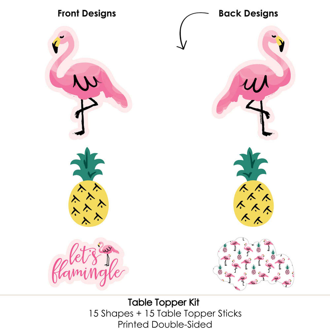 Pink Flamingo - Baby Shower or Birthday Party Like a Pineapple - Party Centerpiece Sticks - Table Toppers - Set of 15