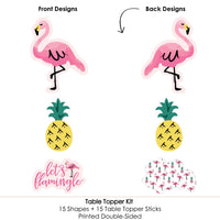 Pink Flamingo - Baby Shower or Birthday Party Like a Pineapple - Party Centerpiece Sticks - Table Toppers - Set of 15
