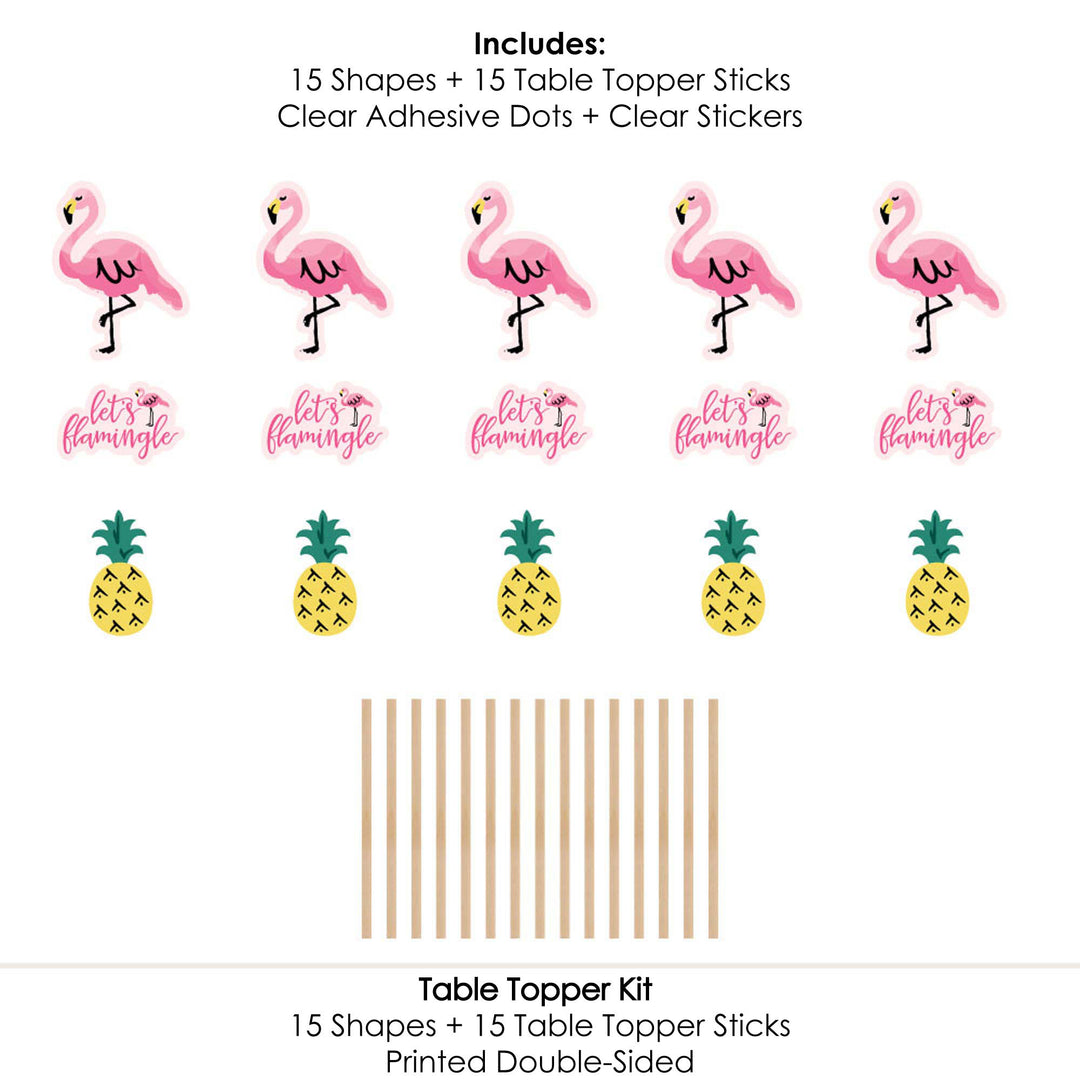 Pink Flamingo - Baby Shower or Birthday Party Like a Pineapple - Party Centerpiece Sticks - Table Toppers - Set of 15