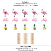 Pink Flamingo - Baby Shower or Birthday Party Like a Pineapple - Party Centerpiece Sticks - Table Toppers - Set of 15