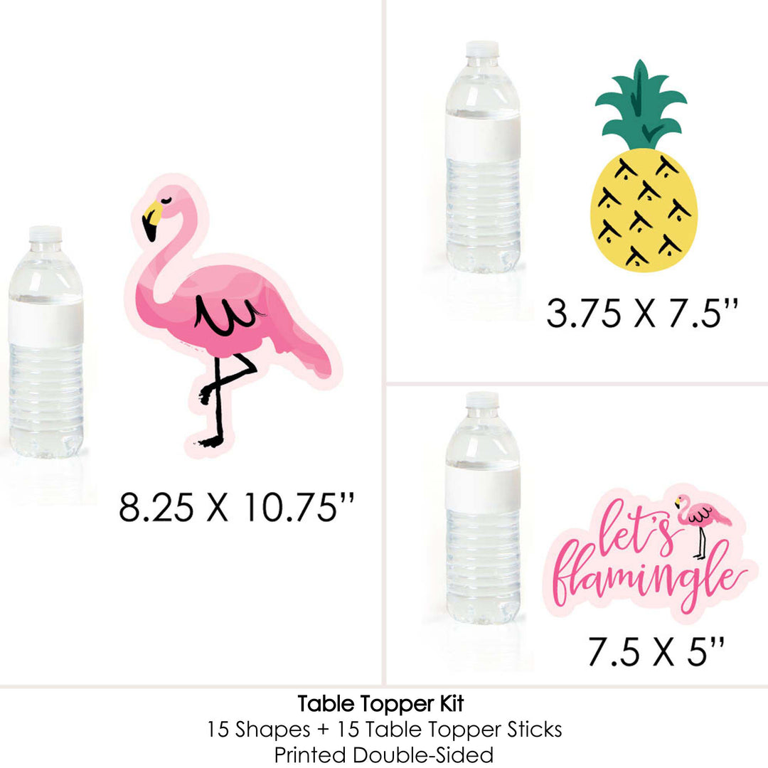 Pink Flamingo - Baby Shower or Birthday Party Like a Pineapple - Party Centerpiece Sticks - Table Toppers - Set of 15
