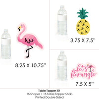 Pink Flamingo - Baby Shower or Birthday Party Like a Pineapple - Party Centerpiece Sticks - Table Toppers - Set of 15