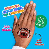 Custom Text Football Temporary Tattoos - 12 Ct