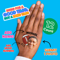 Custom Photo Football Temporary Tattoos - 12 Ct