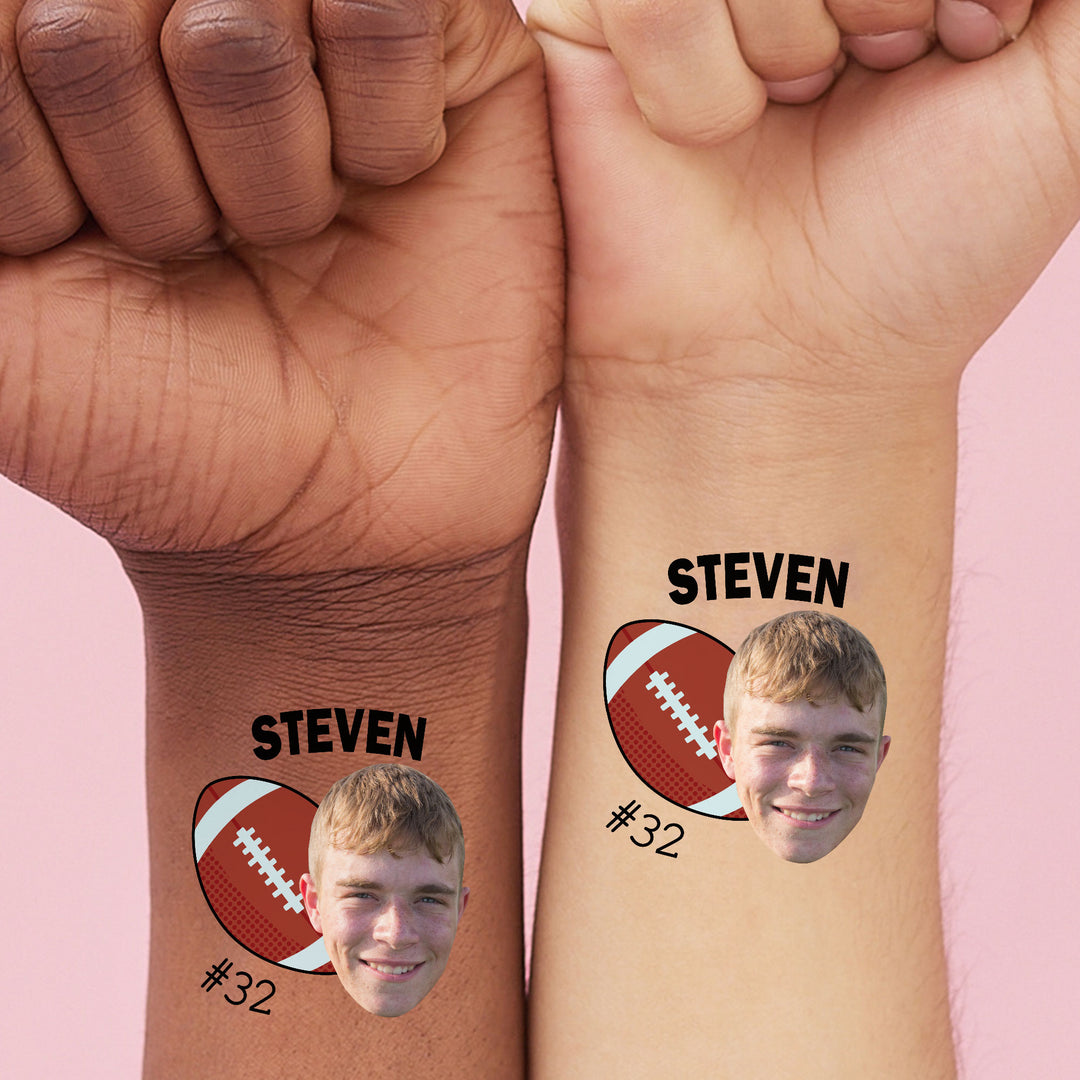 Custom Photo Football Temporary Tattoos - 12 Ct
